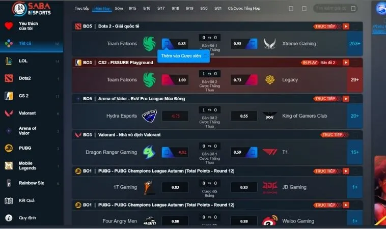 Hướng Dẫn Cá Cược Thể Thao Điện Tử 12Bet Hiệu Quả Nhất 2 Giao diện đặt cược kèo Thể Thao Điện Tử 12Bet