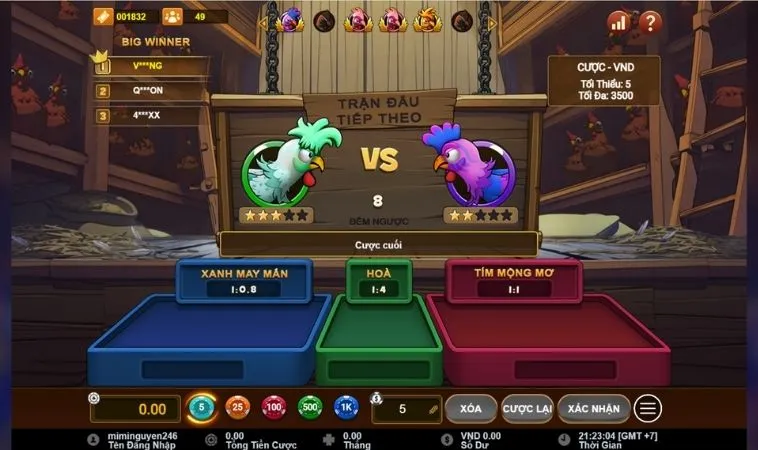 Hướng Dẫn Chơi Đá Gà 3D Tại 12Bet Cho Người Mới Bắt Đầu 2 Giao diện chơi Đá Gà 3D Tại 12Bet