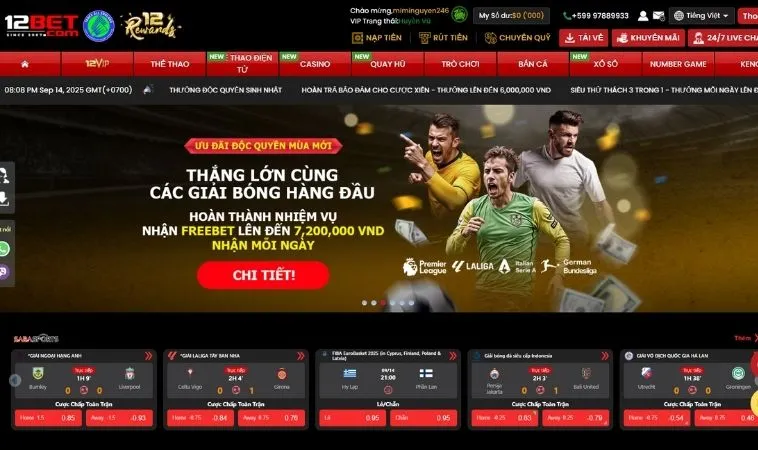 Thể Thao Tại 12Bet: Đỉnh Cao Cá Cược Với Tỷ Lệ Cược Hấp Dẫn 1 Giao diện sảnh Thể thao tại 12Bet thiết kế đẹp, chuyên nghiệp