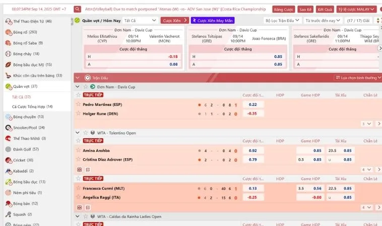 Khám Phá Cá Cược Quần Vợt 12Bet Cơ Hội Thắng Hấp Dẫn 2 Giao diện đặt cược kèo cá cược quần vợt 12Bet